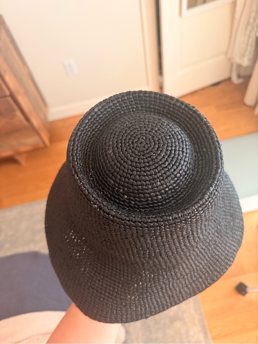 Janessa Leoné Felix Raffia Bucket Hat Black size S - Picture 2 of 4